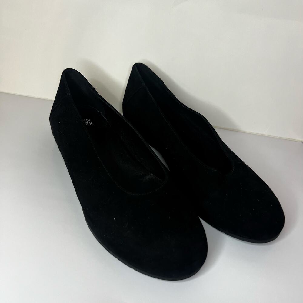 Eileen Fisher Una Black Suede Hidden Heel Flats WOMENS 7